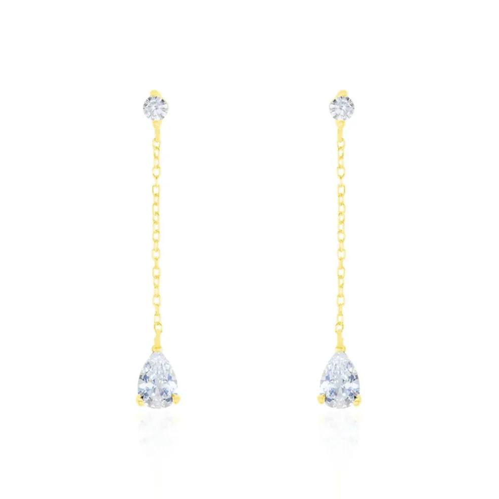 Boucles D'oreilles Pendantes Regane Or Jaune Oxyde De Zirconium