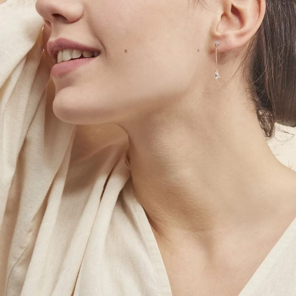 Boucles D'oreilles Pendantes Regane Or Jaune Oxyde De Zirconium