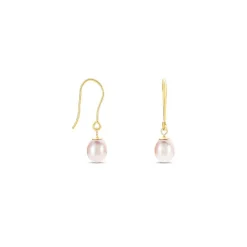 Boucles D'oreilles Pendantes Baroque Or Jaune Perles De Culture