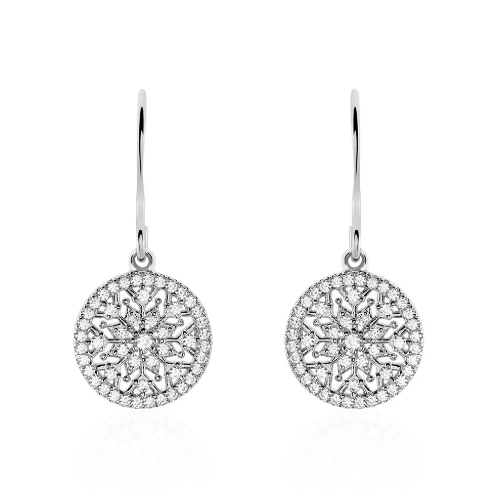 Boucles D'oreilles Pendantes Brunilda Argent Blanc Oxyde De Zirconium