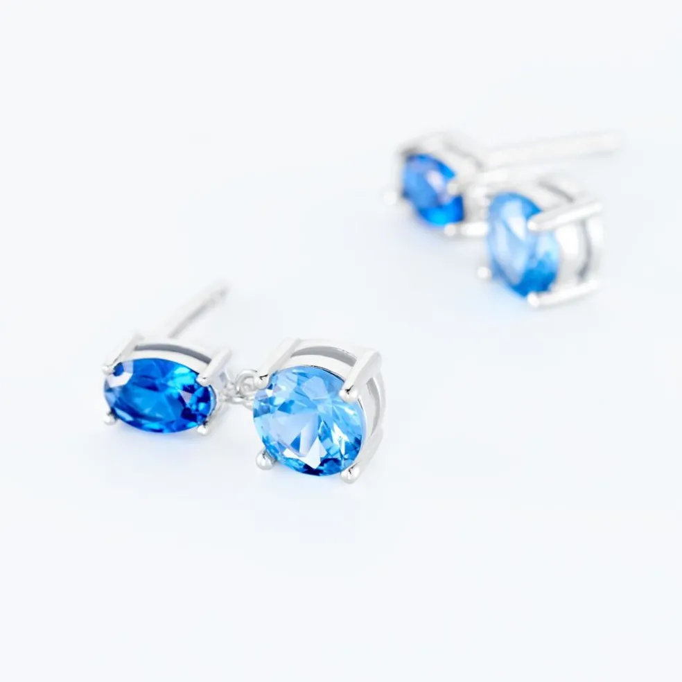 Boucles D'oreilles Pendantes Argent Blanc Brenna Oxydes De Zirconium