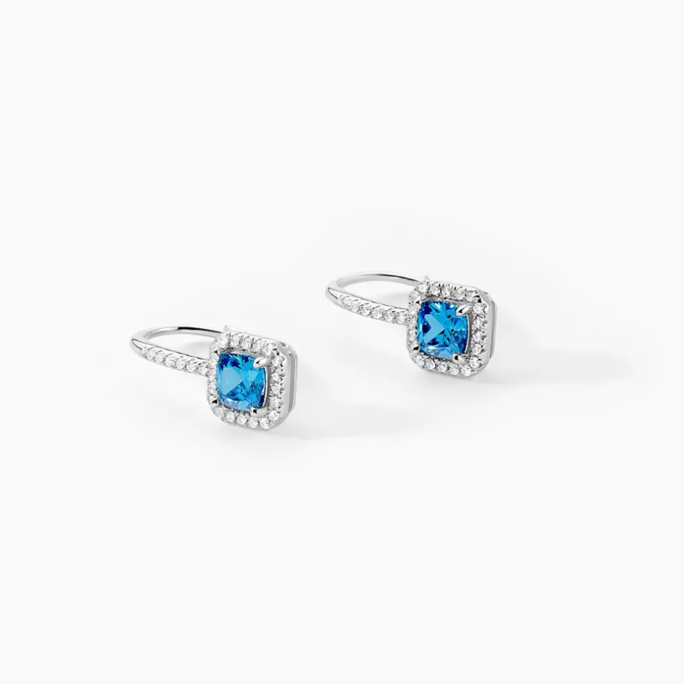 Boucles D'oreilles Pendantes Rio Argent Blanc Oxyde De Zirconium