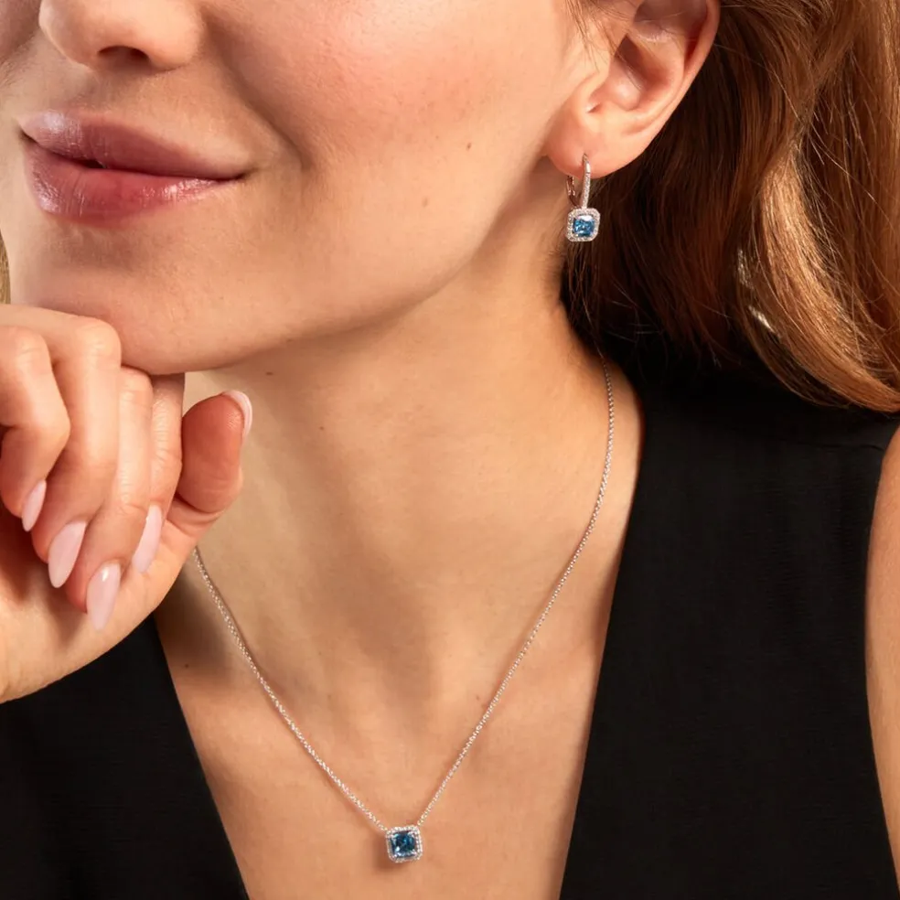 Boucles D'oreilles Pendantes Rio Argent Blanc Oxyde De Zirconium