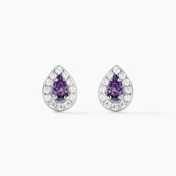 Boucles D'oreilles Puces Argent Blanc Tania Oxydes De Zirconium