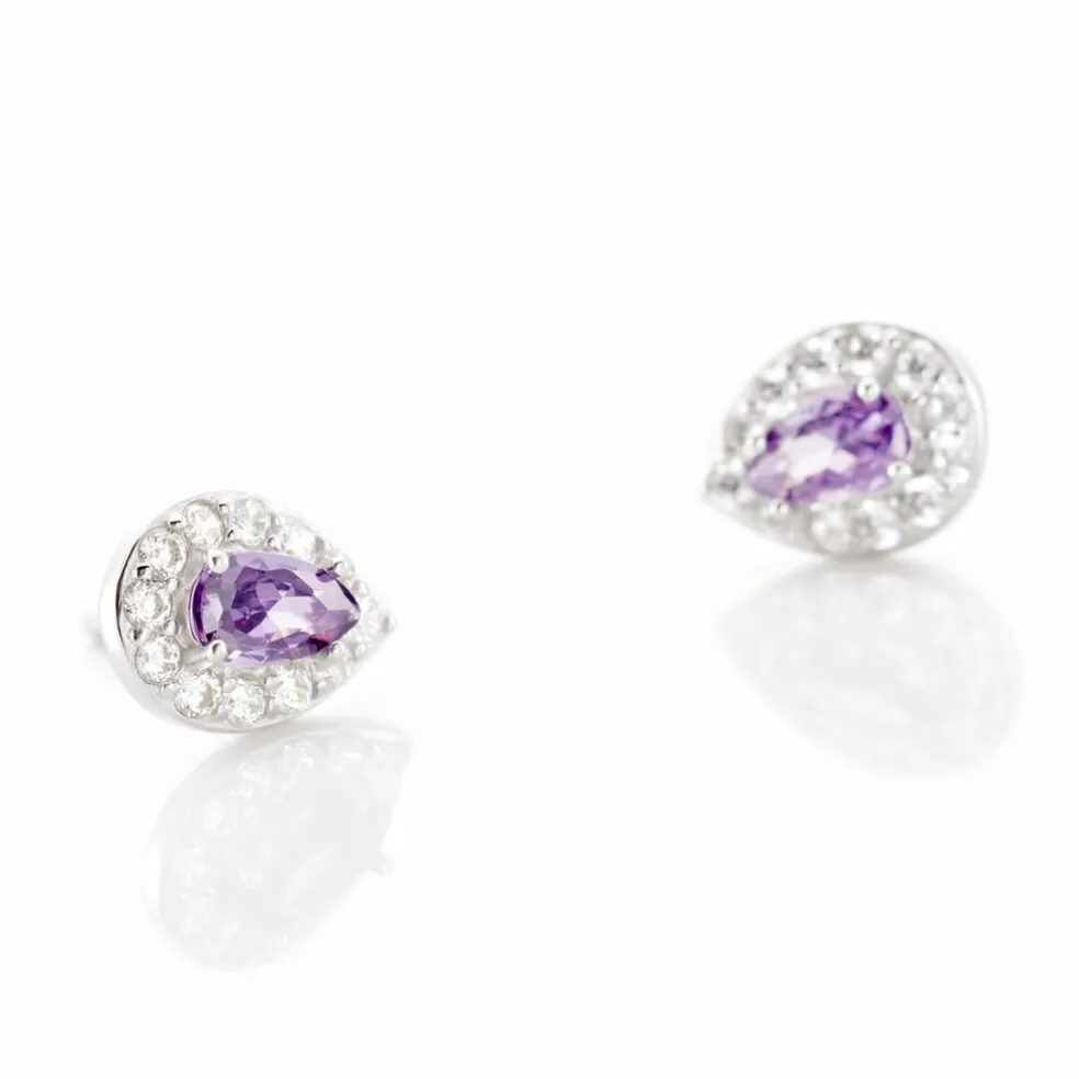 Boucles D'oreilles Puces Argent Blanc Tania Oxydes De Zirconium