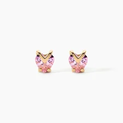 Boucles D'oreilles Puces Abelinia Plaqué Or Jaune Oxyde De Zirconium