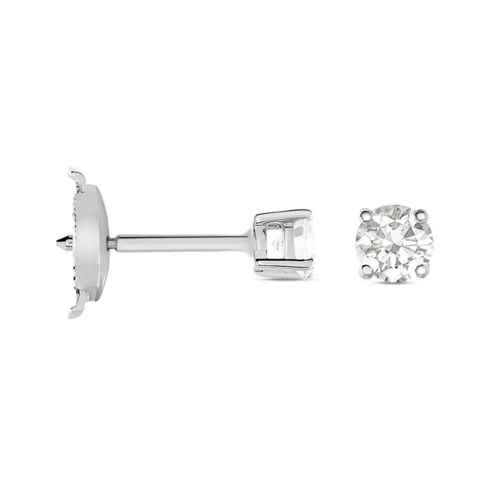 Boucles D'oreilles Puces Aphrodite Platine Blanc Diamant
