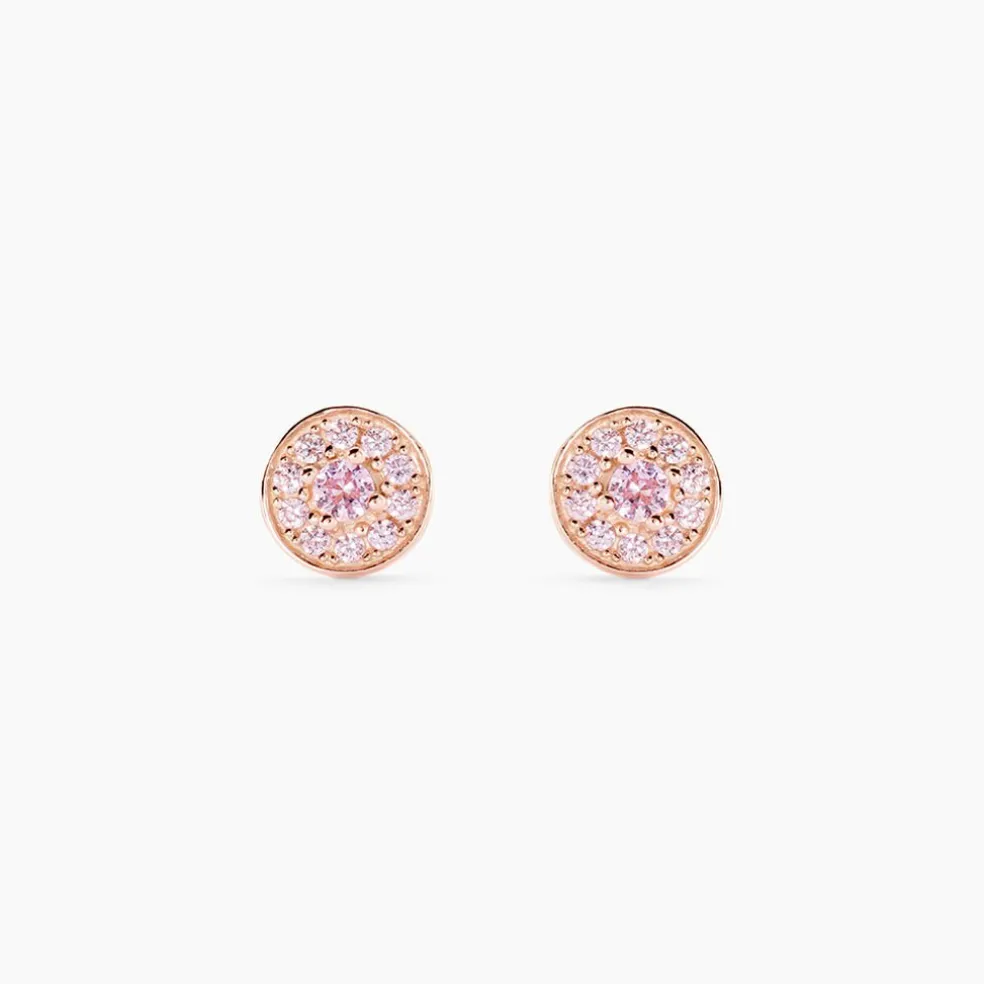 Boucles D'oreilles Puces Auxana Argent Rose Oxyde De Zirconium
