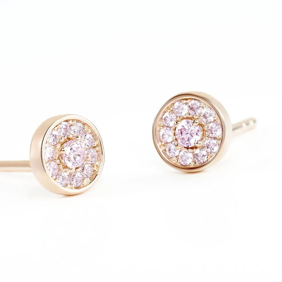 Boucles D'oreilles Puces Auxana Argent Rose Oxyde De Zirconium