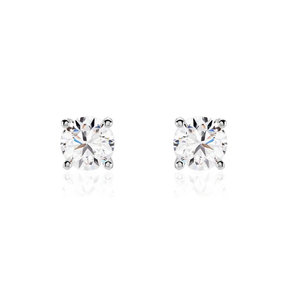 Boucles D'oreilles Puces Aphrodite Or Blanc Diamant