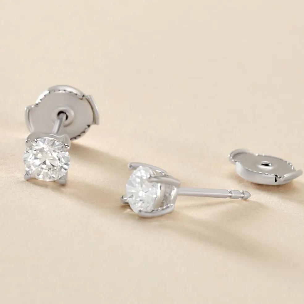 Boucles D'oreilles Puces Aphrodite Or Blanc Diamant