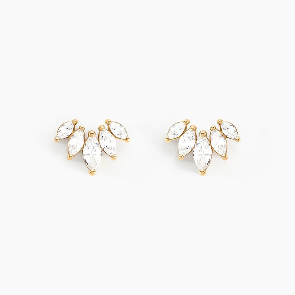 Boucles D'oreilles Puces Amazonia Plaqué Or Jaune Oxyde De Zirconium