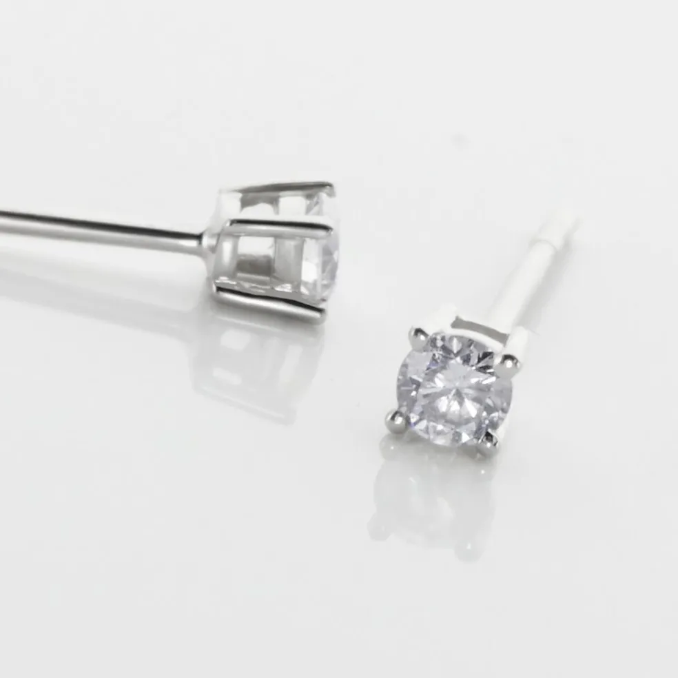 Boucles D'oreilles Puces Aphrodite Or Blanc Diamant