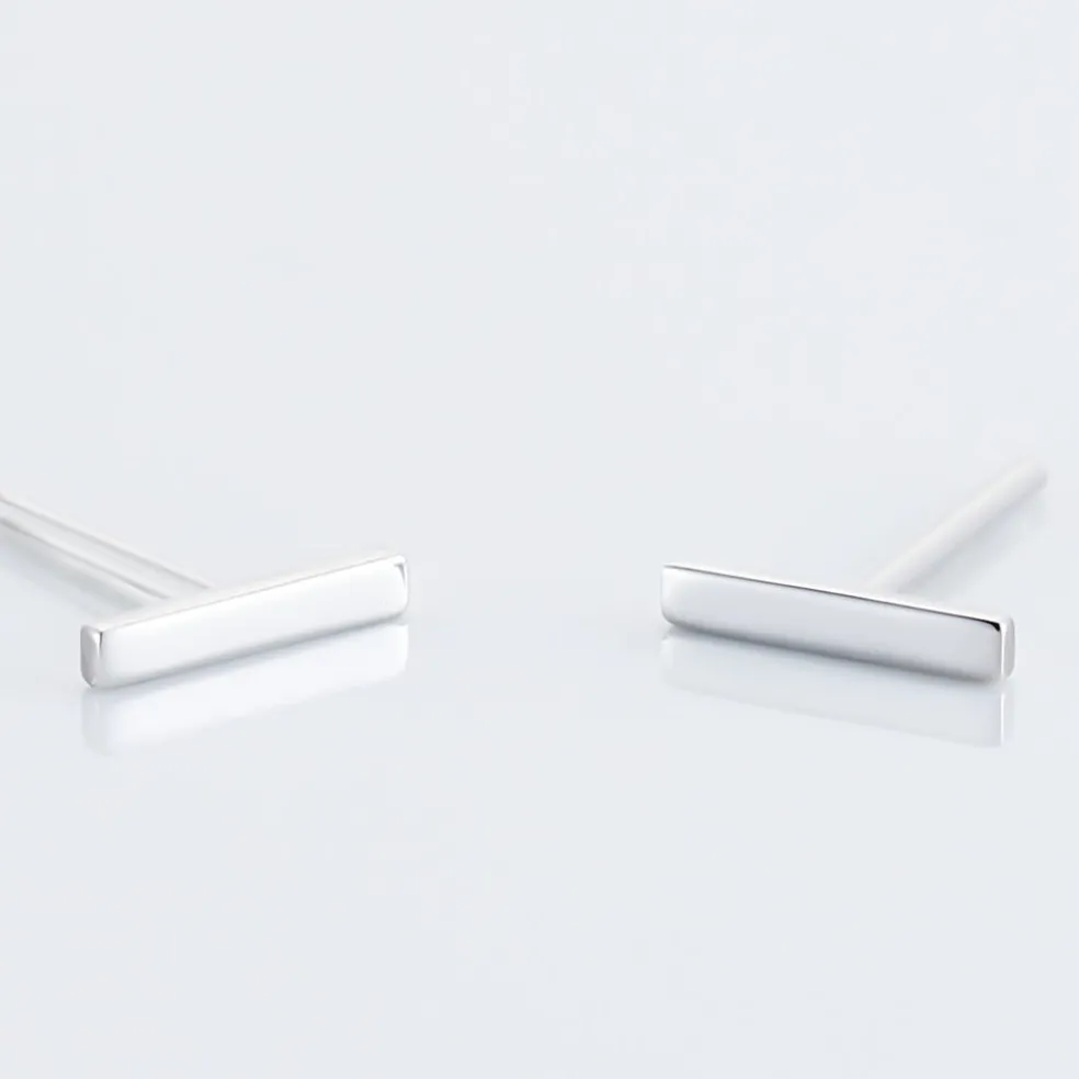 Boucles D'oreilles Puces Birati Argent Blanc