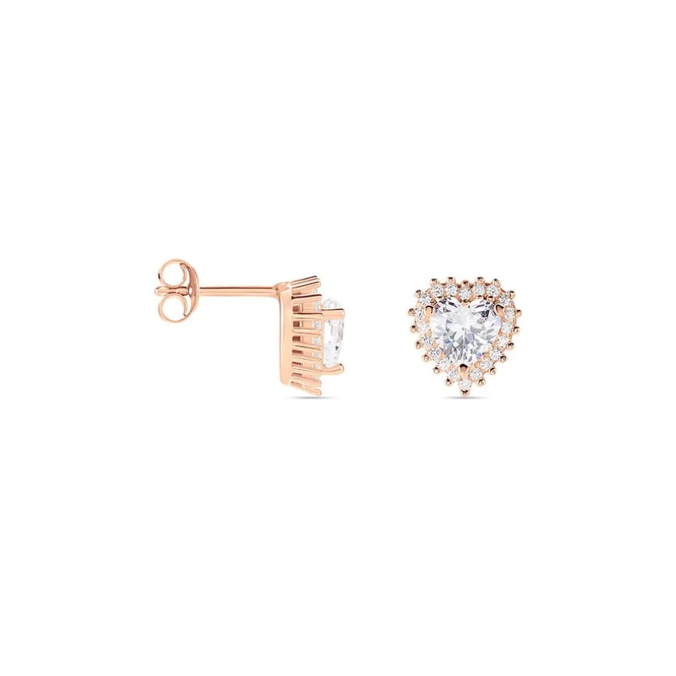 Boucles D'oreilles Puces Calvi Argent Rose Oxyde De Zirconium