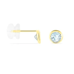 Boucles D'oreilles Puces Edy Serti Clos Or Jaune Topaze