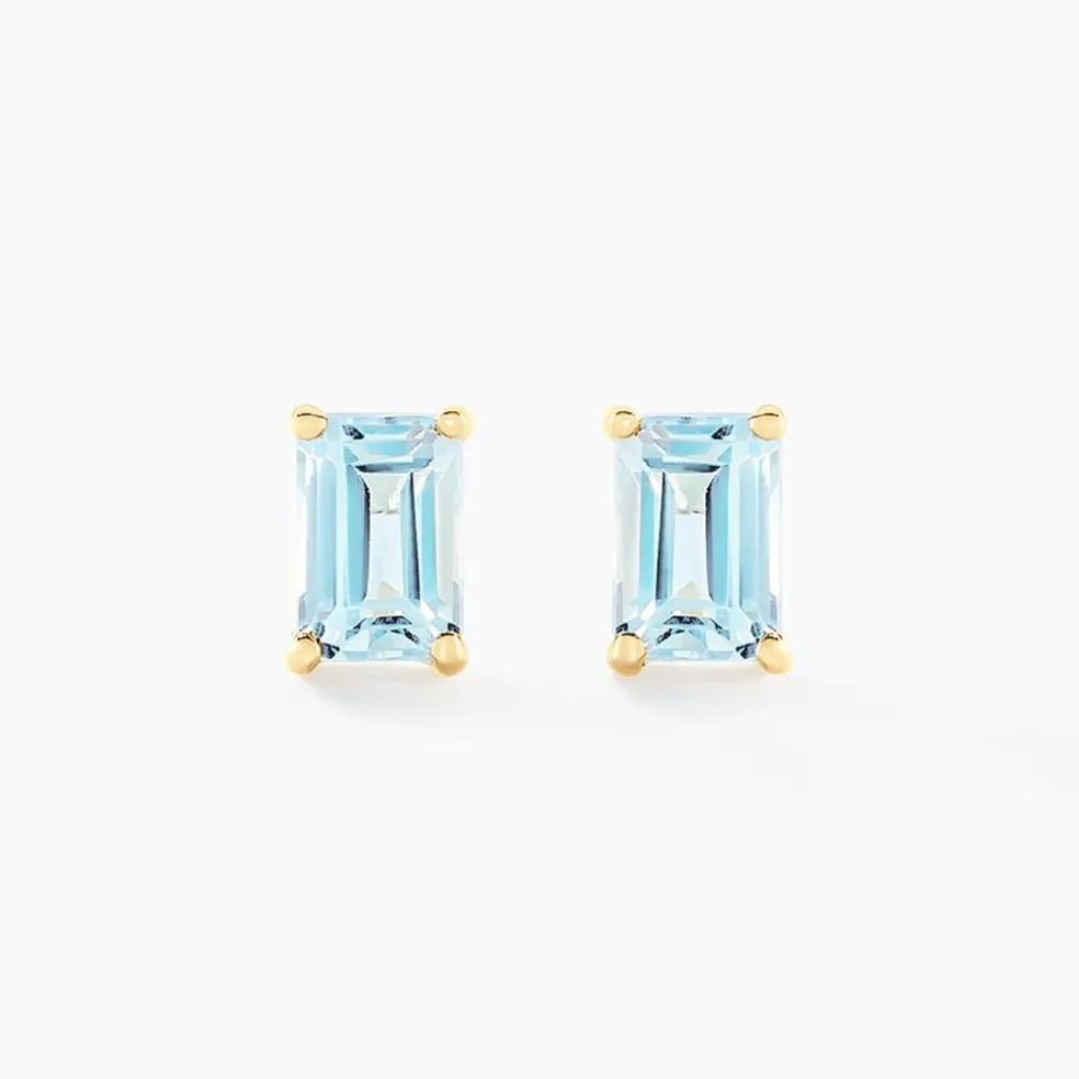Boucles D'oreilles Puces Emilian Or Jaune Topaze