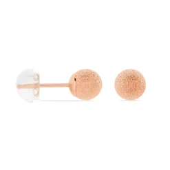 Boucles D'oreilles Puces Fidelia Boule Sablee Or Rose