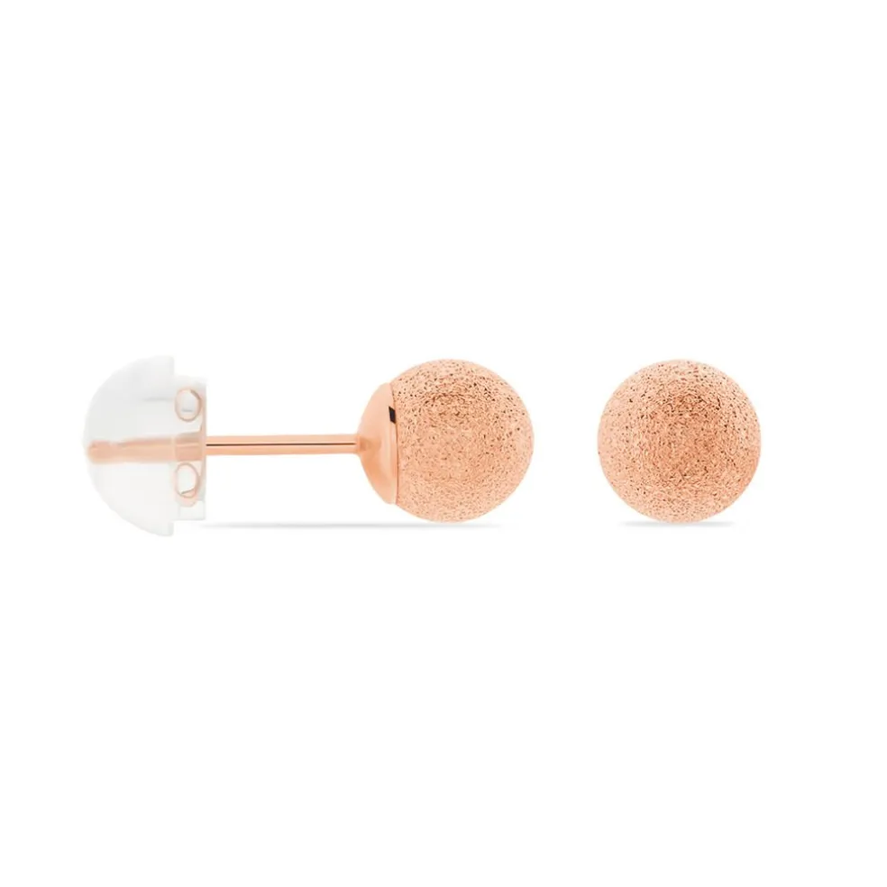 Boucles D'oreilles Puces Fidelia Boule Sablee Or Rose