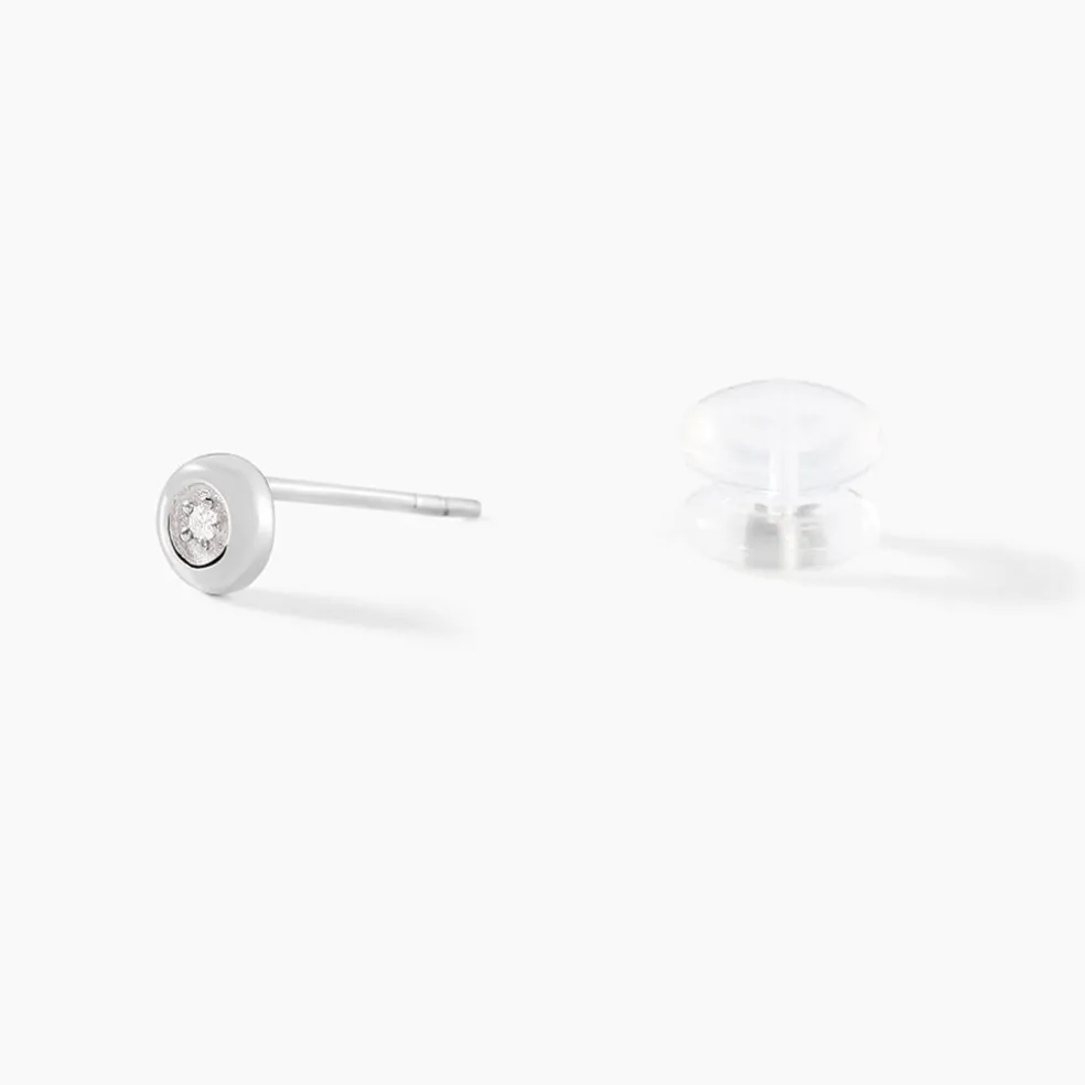 Boucles D'oreilles Puces Fatiana Or Blanc Diamant