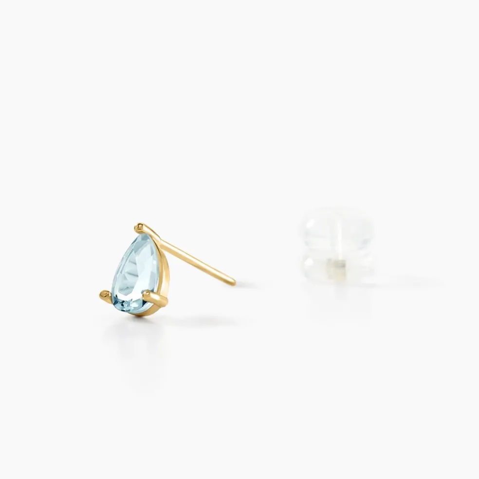 Boucles D'oreilles Puces Goutte Or Jaune Topaze