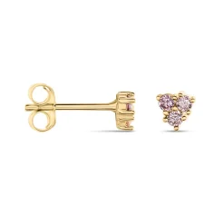 Boucles D'oreilles Puces Istoria Plaqué Or Jaune Oxyde De Zirconium