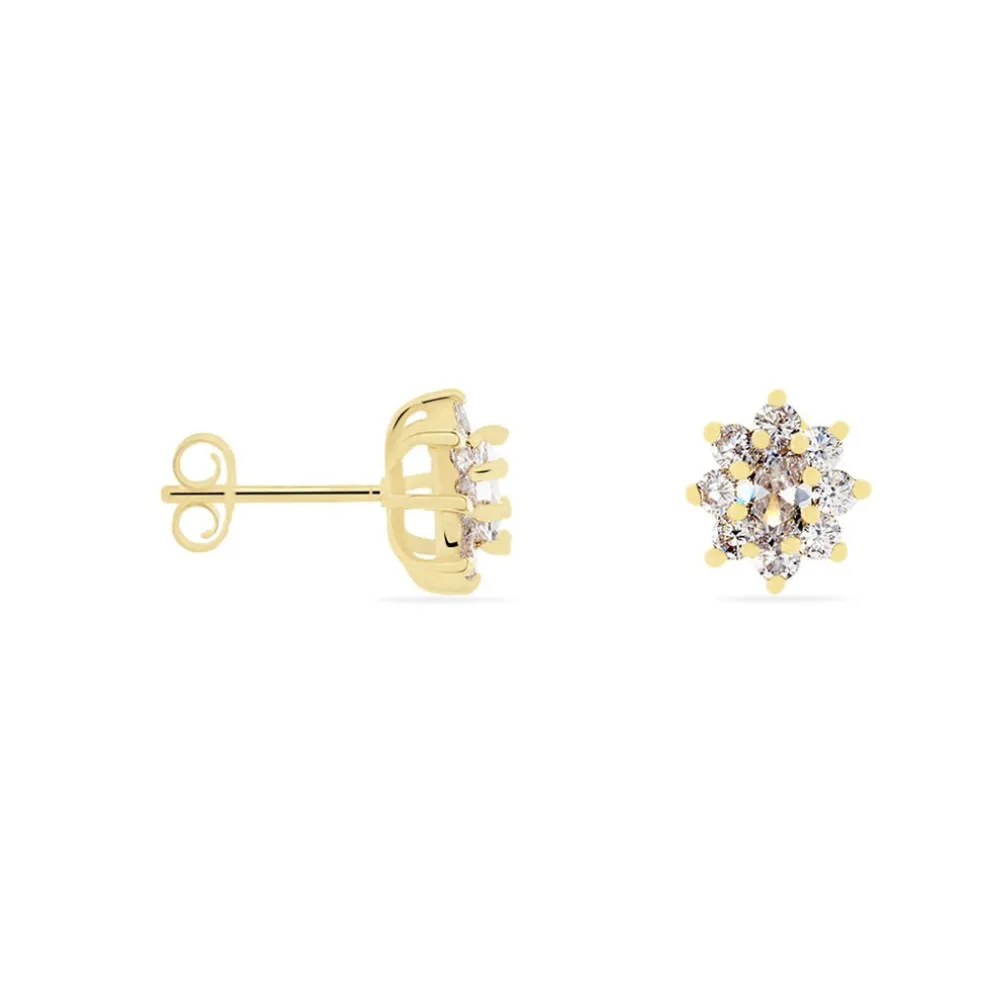 Boucles D'oreilles Puces Lisea Plaqué Or Oxydes De Zirconium