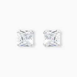 Boucles D'oreilles Puces Or Blanc Doreen Oxydes De Zirconium