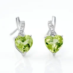 Boucles D'oreilles Puces Or Blanc Clothilde Péridot