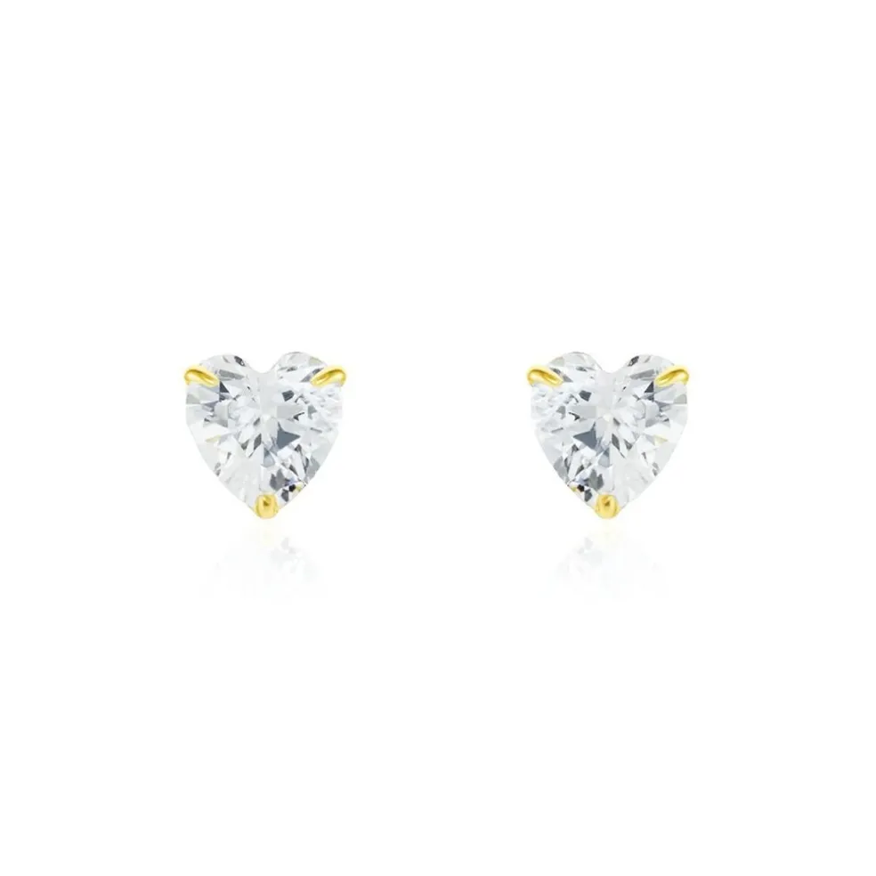 Boucles D'oreilles Puces Or Jaune Katherine Oxyde De Zirconium
