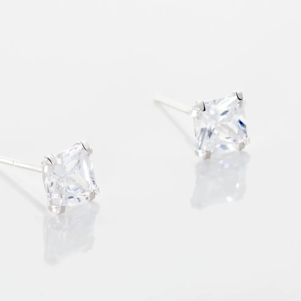 Boucles D'oreilles Puces Or Blanc Doreen Oxydes De Zirconium