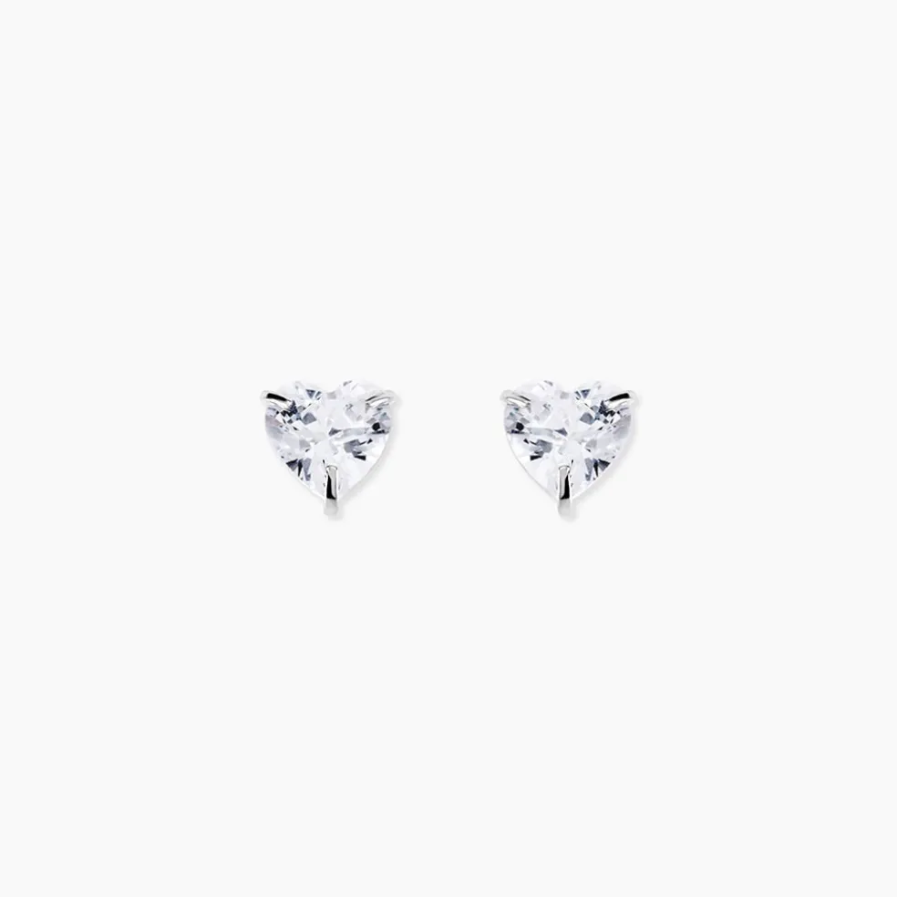 Boucles D'oreilles Puces Or Blanc Katherine Oxyde De Zirconium