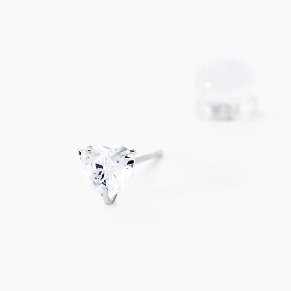 Boucles D'oreilles Puces Or Blanc Katherine Oxyde De Zirconium