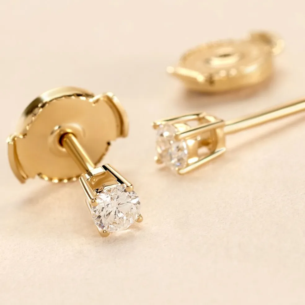Boucles D'oreilles Puces Or Jaune Aphrodite Diamants