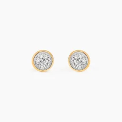 Boucles D'oreilles Puces Or Jaune Diamants