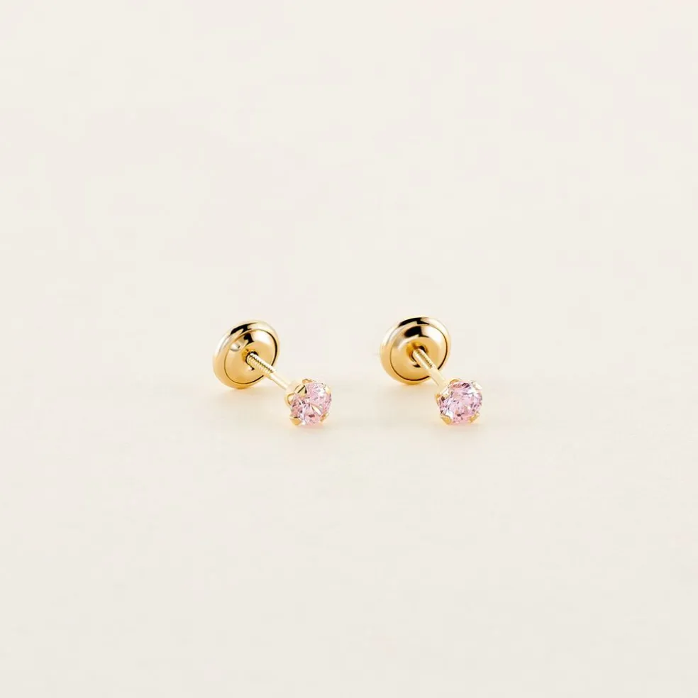 Boucles D'oreilles Puces Pepita Or Jaune Oxyde De Zirconium