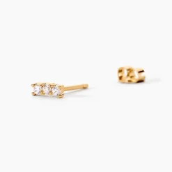 Boucles D'oreilles Puces Plaqué Or Jaune Alodia Oxydes De Zirconium