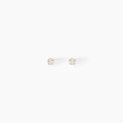 Boucles D'oreilles Puces Pepita Or Jaune Oxyde De Zirconium