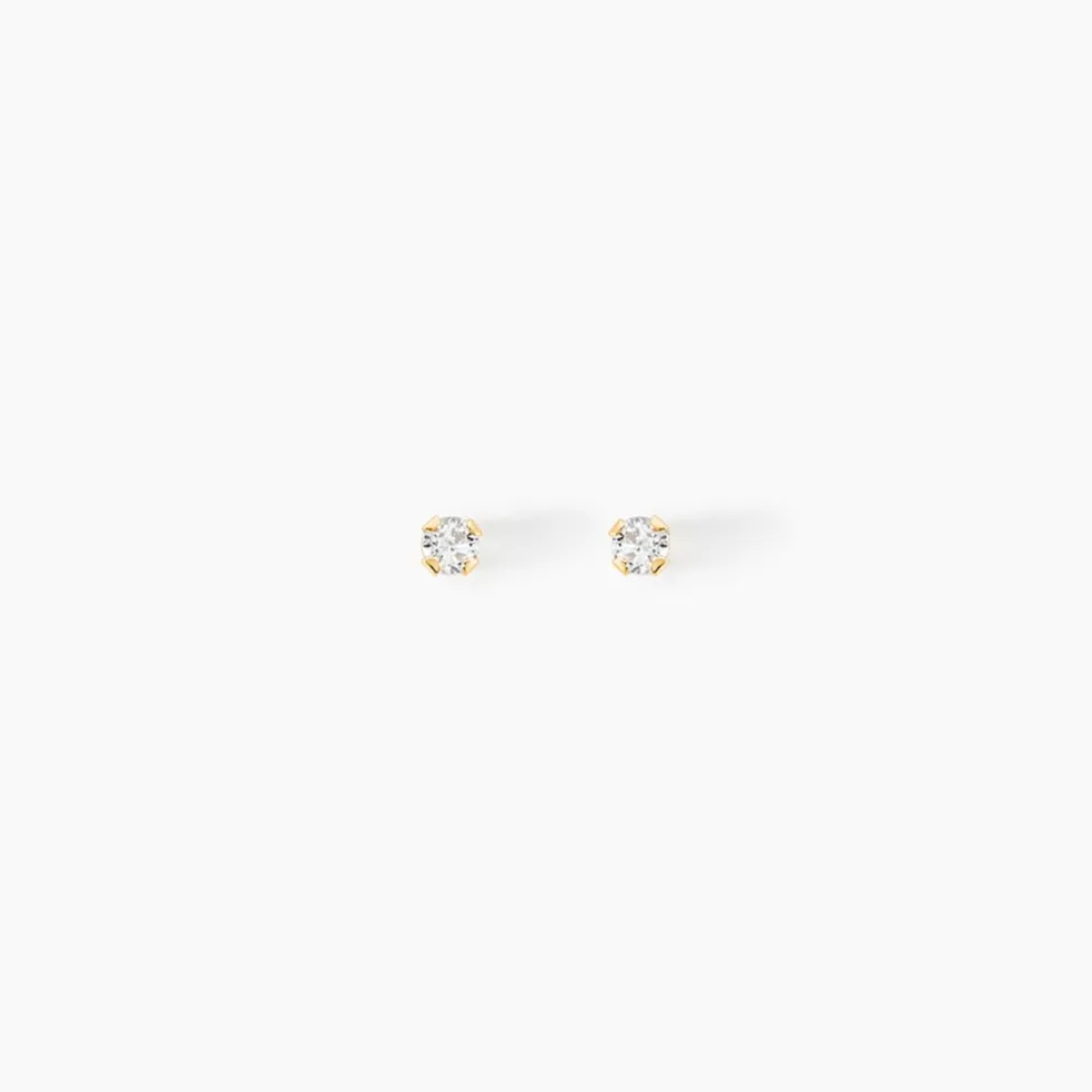 Boucles D'oreilles Puces Pepita Or Jaune Oxyde De Zirconium