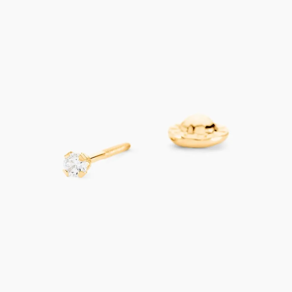 Boucles D'oreilles Puces Pepita Or Jaune Oxyde De Zirconium
