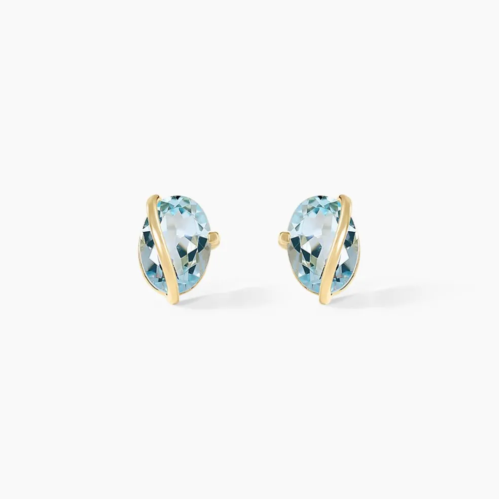 Boucles D'oreilles Puces Prudencia Or Jaune Topaze