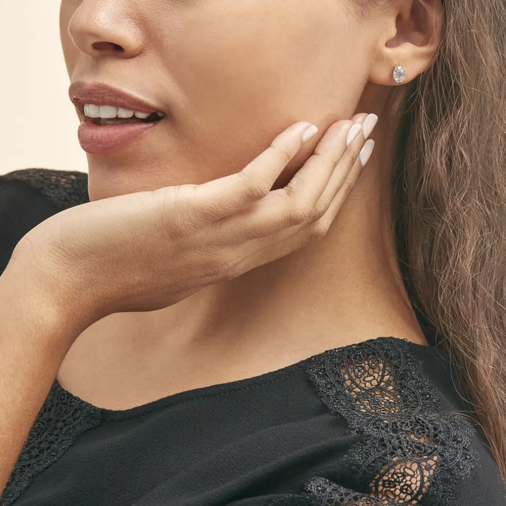 Boucles D'oreilles Puces Prudencia Or Jaune Topaze
