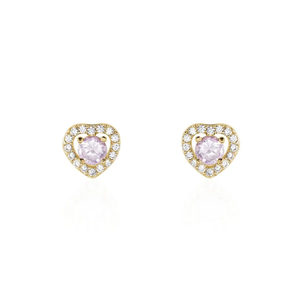 Boucles D'oreilles Puces Plaqué Or Jaune Alais Oxyde De Zirconium