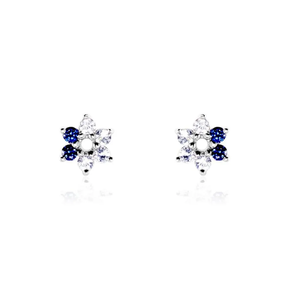 Boucles D'oreilles Puces Pavel Argent Blanc Oxyde De Zirconium
