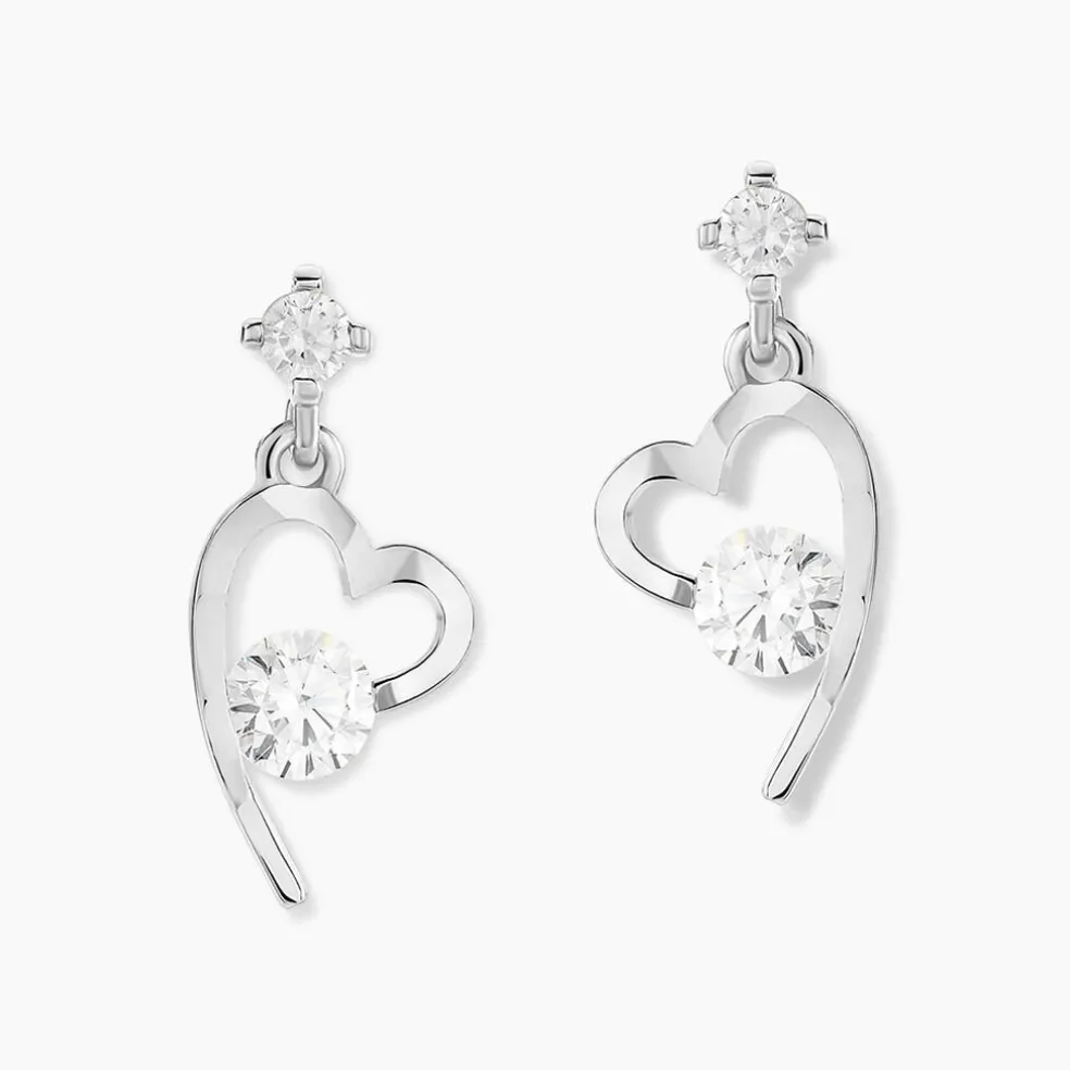 Boucles D'oreilles Puces Romance Or Blanc Oxyde De Zirconium