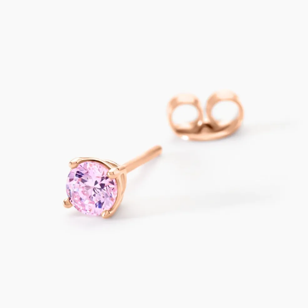 Boucles D'oreilles Puces Rio Argent Rose Oxyde
