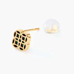 Boucles D'oreilles Puces Rosalite Or Jaune Malachite