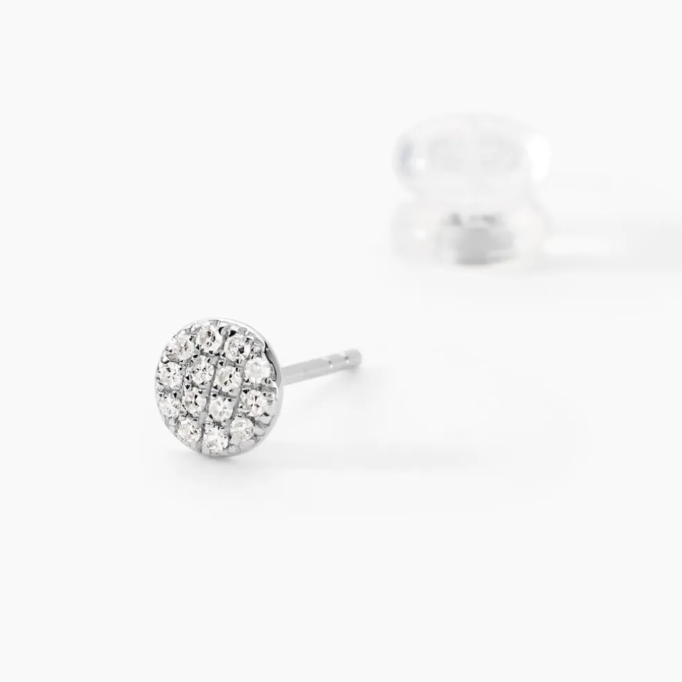 Boucles D'oreilles Puces Teani Or Blanc Diamant