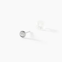 Boucles D'oreilles Puces Violanda Or Blanc Diamant