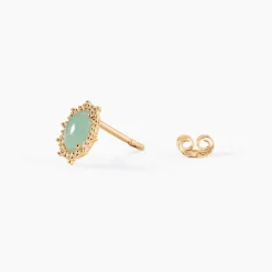 Boucles D'oreilles Puces Vintage Love Plaqué Or Jaune Aventurine